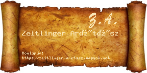 Zeitlinger Arétász névjegykártya